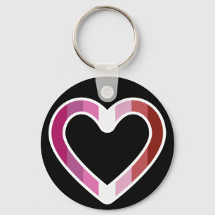 Lesbian Flag LGBT Pride Stripes Heart Shape Pink Key Ring