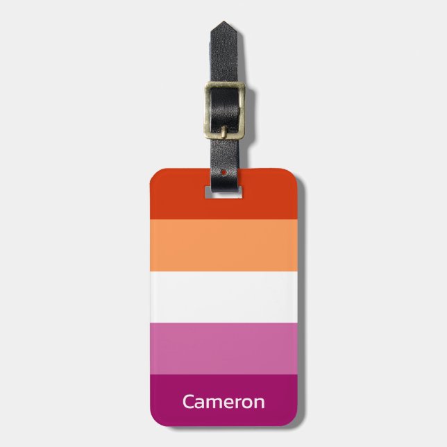 Lesbian Flag Personalised Luggage Tag (Front Vertical)