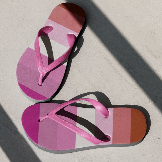 Lesbian Flag Pink Red Striped Pride Flip Flops (Creator Uploaded)