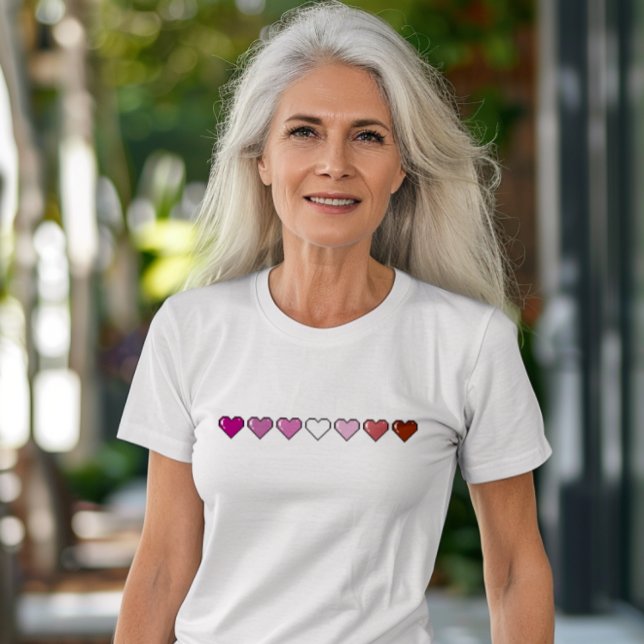 Lesbian Flag Pixel Heart T-Shirt (Creator Uploaded)
