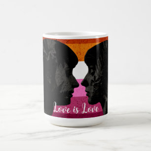Lesbian Flag with Two Woman Silhouettes  Coffee Mug