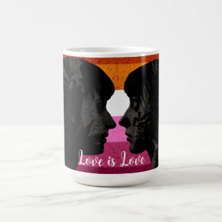 Lesbian Flag with Two Woman Silhouettes  Coffee Mug