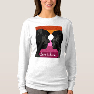 Lesbian Flag with Two Woman Silhouettes T-Shirt