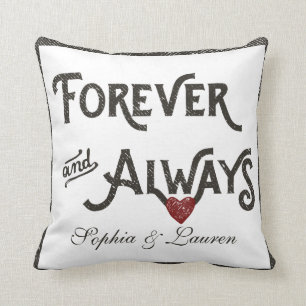 Lesbian Forever Always Heart Personalised Cushion