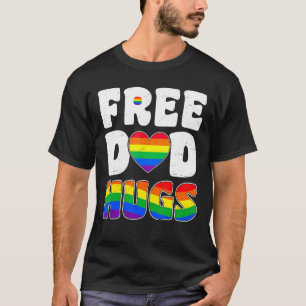 Lesbian Free Dad Hugs Gay  Lgbt Proud Dad Rainbow T-Shirt