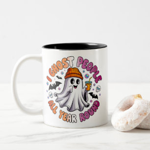 Lesbian Funny Halloween – I Ghost People Two-Tone Coffee Mug