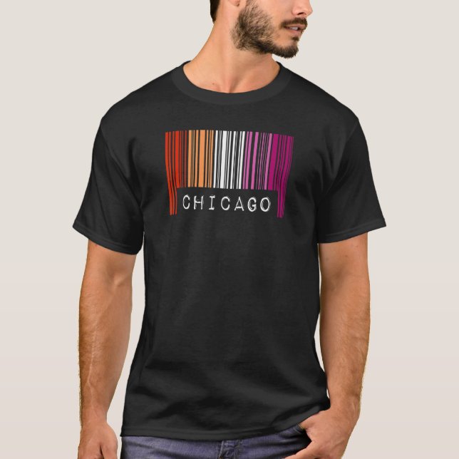Lesbian Gay Barcode Pride Chicago Illinois Queer A T-Shirt (Front)