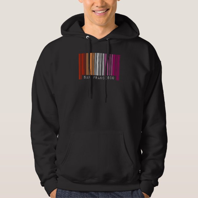 Lesbian Gay Barcode Pride San Francisco California Hoodie (Front)