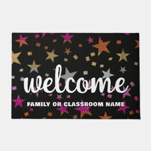 Lesbian Gay Pride Flag Colour Glitter Stars Welcom Doormat
