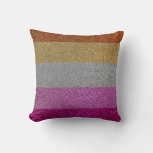 Lesbian Gay Pride Flag Glitter Stripes LGBTQ Cushion