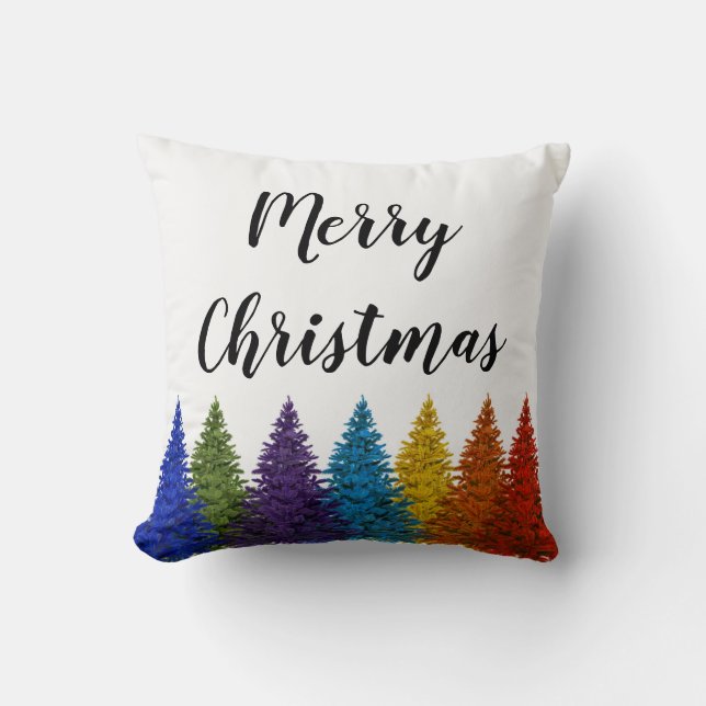 Lesbian Gay Pride Rainbow Flag Christmas Tree Cushion (Front)