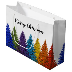 Lesbian Gay Pride Rainbow Flag Christmas Tree Large Gift Bag