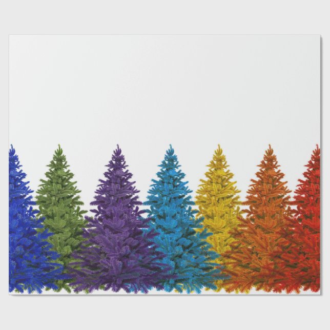 Lesbian Gay Pride Rainbow Flag Christmas Tree Wrapping Paper (Flat)