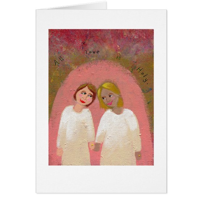 Lesbian gay wedding folk art - Legally Wed (Front)