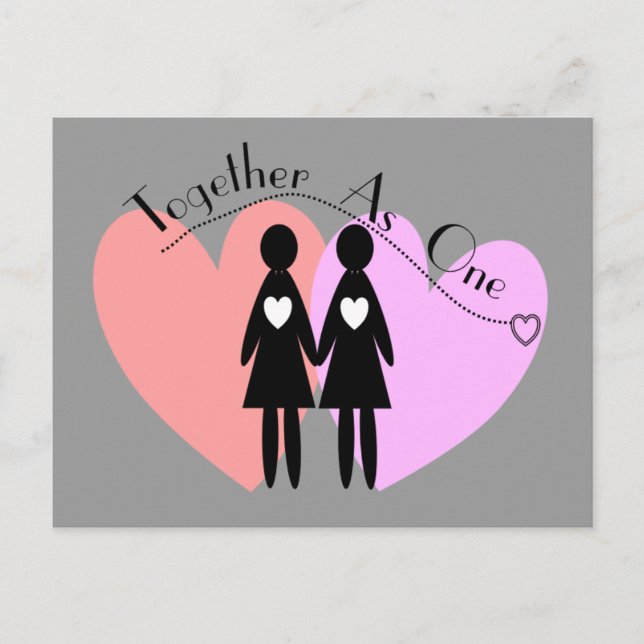 Lesbian Gifts "Together As One" Postcard (Front)