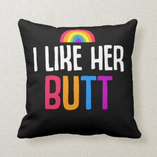 Lesbian Girlfriend Butt LGBT Couple Quote Cushion