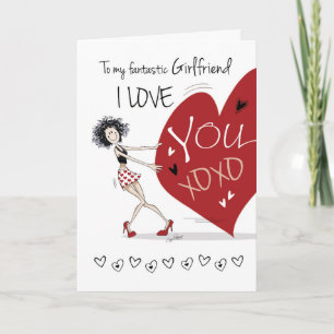 Lesbian, Girlfriend Valentine, Quirky Girl & Heart Holiday Card