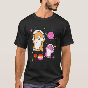 Lesbian Hamster Orange Pink Lesbian Pride T-Shirt