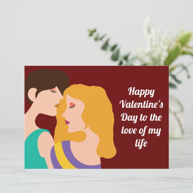 Lesbian Happy Valentines Day Romantic Quote Card (Standing Front)