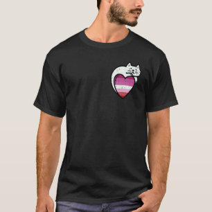 Lesbian Heart Cat Pocket Femme Love Lgbt Pride Fla T-Shirt
