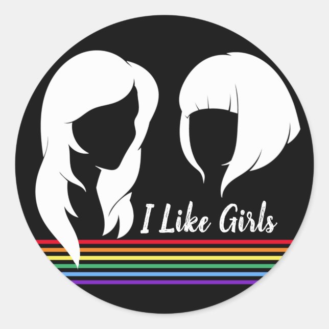 Lesbian I Like Girls Gay Women Pride Classic Round Sticker (Front)