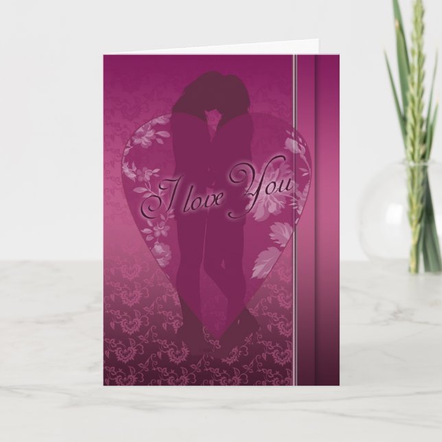 Lesbian I love You Card, With Female Silhouette Card (Front)