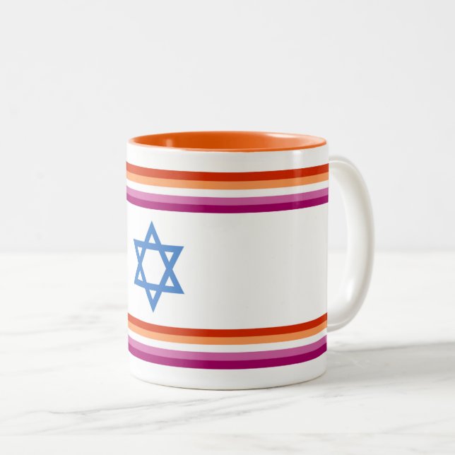 Lesbian Israel Pride Flag Two-Tone Coffee Mug (Front Right)