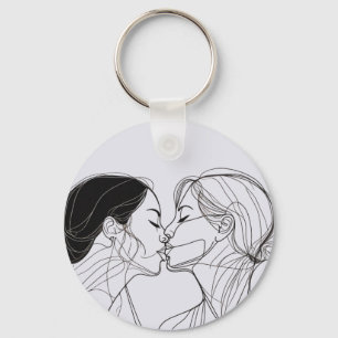 Lesbian Kiss Matching Couples Key Ring
