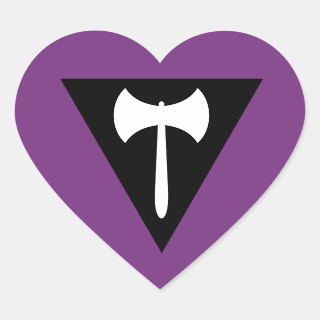Lesbian Labrys Pride Flag Heart Sticker (Front)