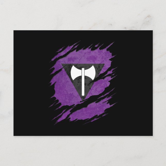 Lesbian Labrys Pride Flag Ripped Reveal Postcard (Front)
