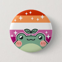 Lesbian LGBT Pride Flag Frog Button