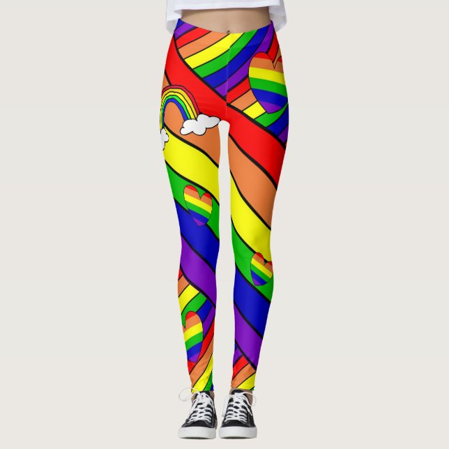 Lesbian LGBT Pride Rainbow Leggings (Front)