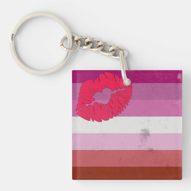 Lesbian (Lipstick) Flag Key Ring (Front)