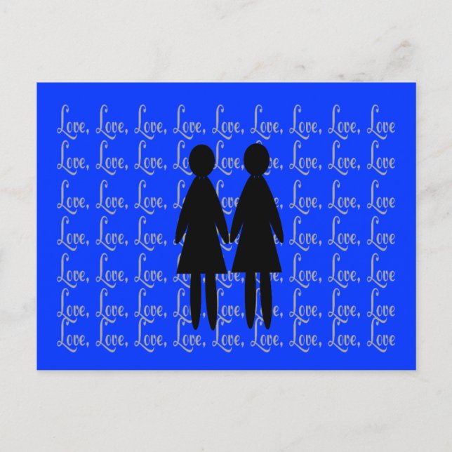 lesbian "LOVE" Silhouettes Postcard (Front)