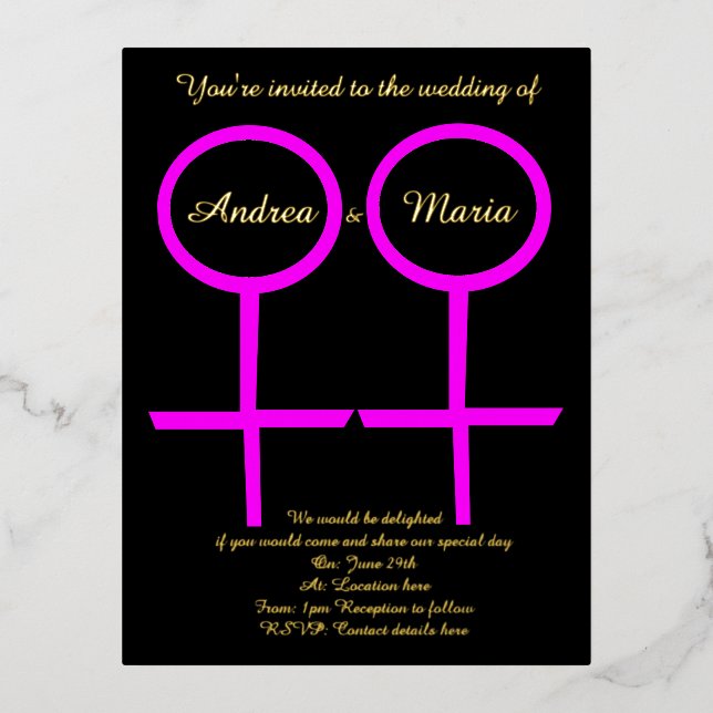 Lesbian Lovers Custom Wedding Invitation (Front)
