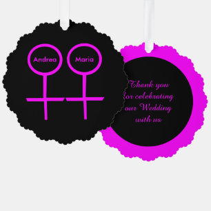 Lesbian Lovers Custom Wedding Tree Decoration Card
