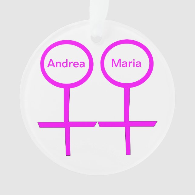 Lesbian Lovers Customisable Acrylic Ornament (Front)