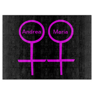 Lesbian Lovers Customisable Glass Cutting Board