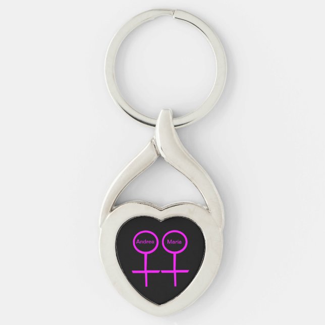 Lesbian Lovers Customisable Keychain (Front)