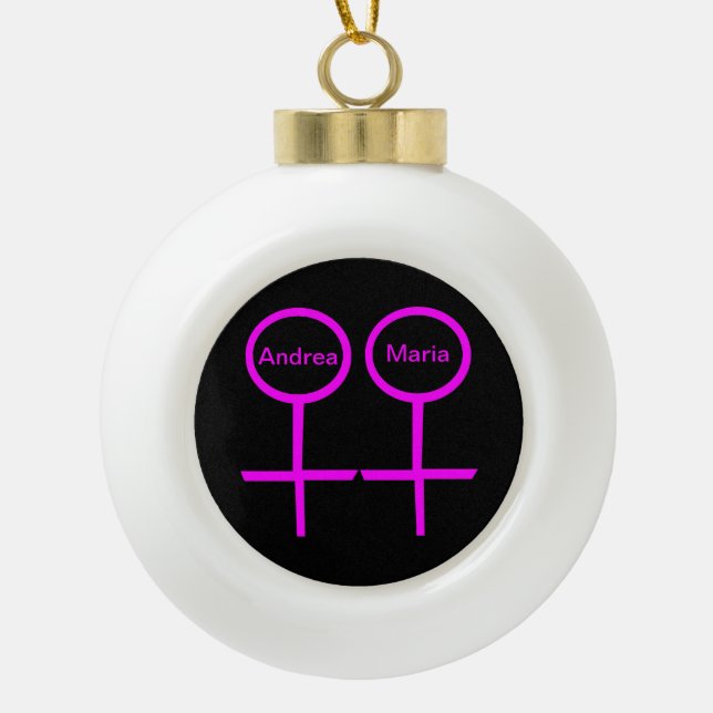 Lesbian Lovers Customisable Ornament (Front)