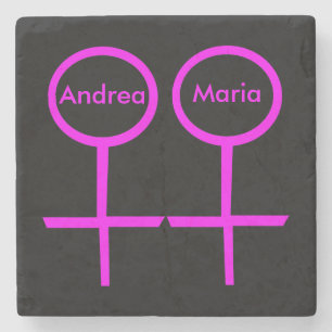 Lesbian Lovers Customisable Stone Coaster