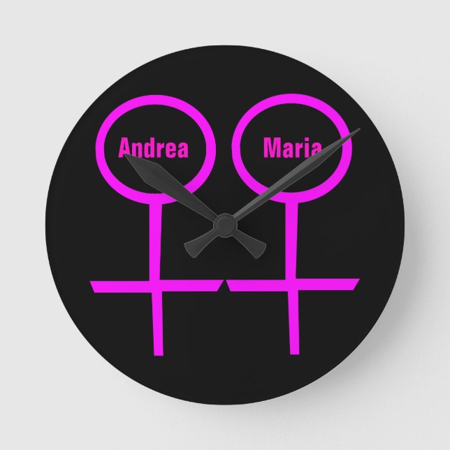 Lesbian Lovers Customisable Wall Clock (Front)