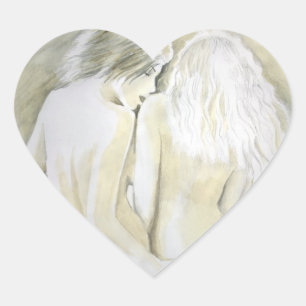 Lesbian lovers heart sticker