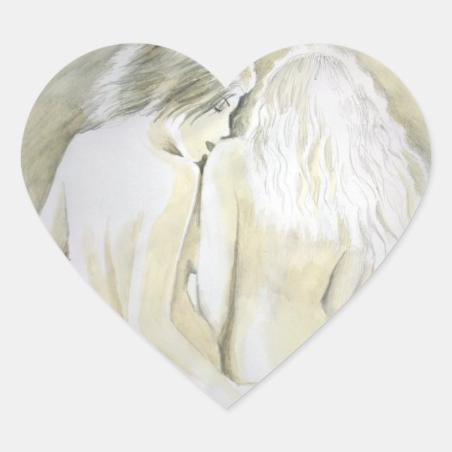 Lesbian lovers heart sticker (Front)
