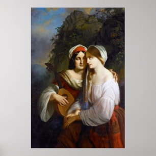 Lesbian Lovers in Italian Renaissance Poster