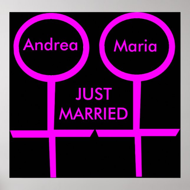 Lesbian Lovers Just Married Customisable Poster (Front)