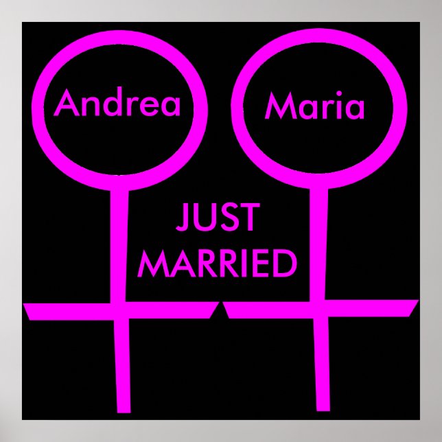 Lesbian Lovers Just Married Customisable Poster (Front)