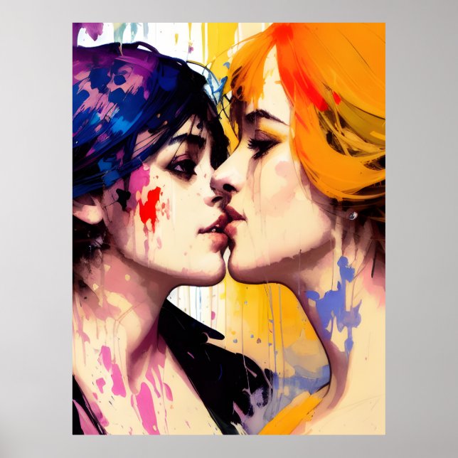 Lesbian Lovers Kiss Poster (Front)