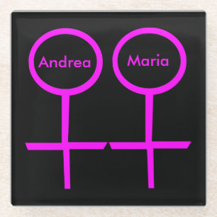 Lesbian Lovers Personalised Coaster