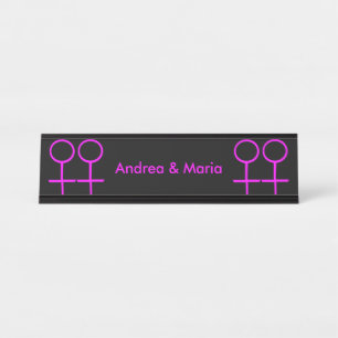 Lesbian Lovers Personalised Desk Nameplate